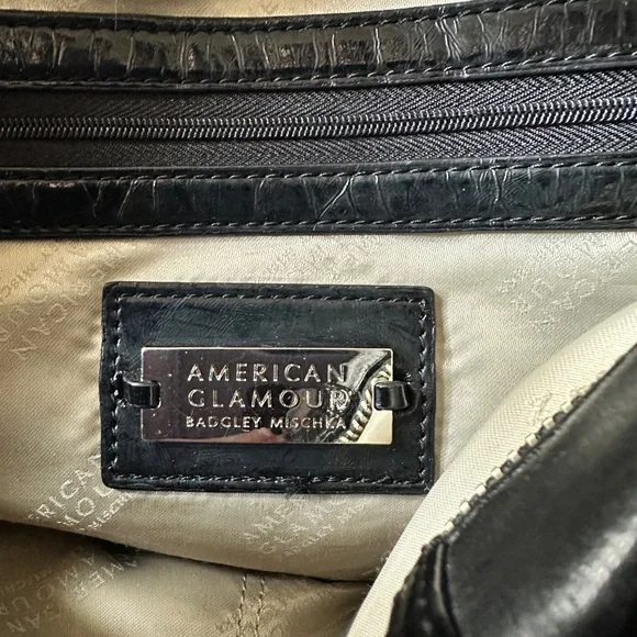 Badgley Mischka | American Glamour | Black Leather + Metal Shoulder Bag - Picture 6 of 8